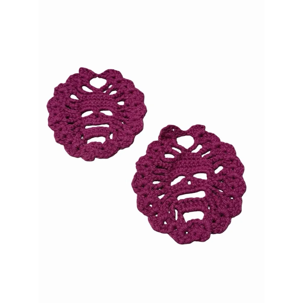 Handmade Crochet Coasters SKULLS set of 2 purple